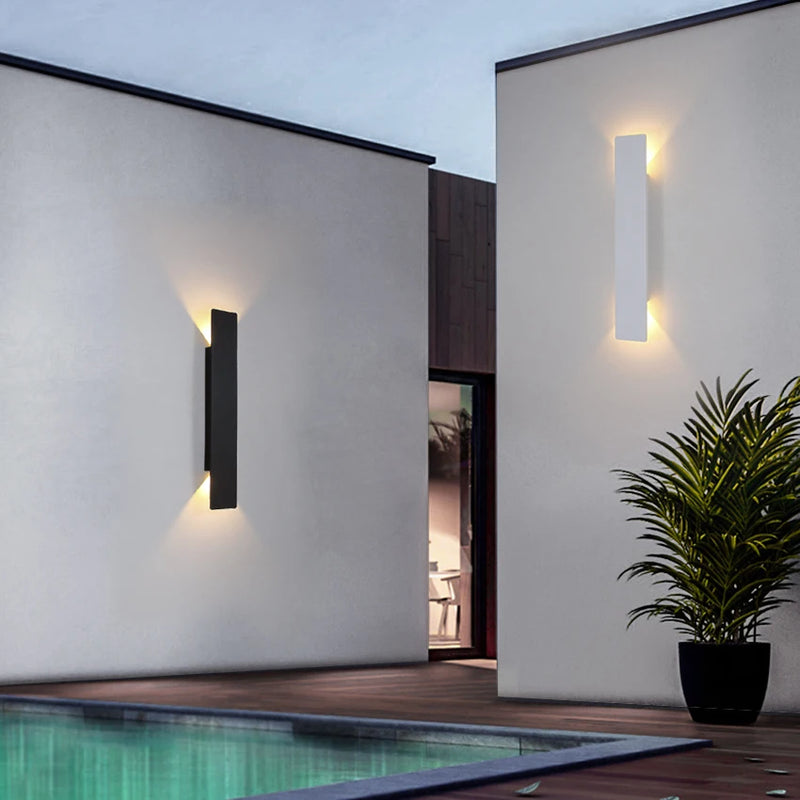Applique murale extérieures imperméables bande aluminium appliques murales 18W LED noir applique chambre extérieur luminaires extérieurs
