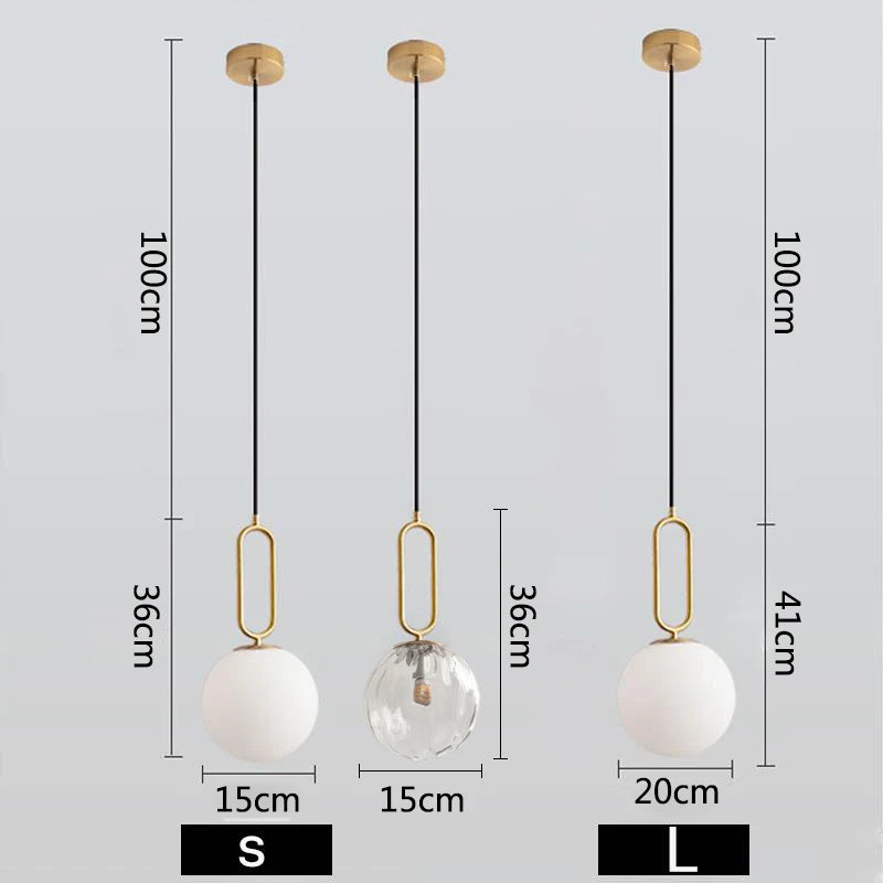 Suspension en verre nordique moderne Restaurant Bar magasin de vêtements magasin de thé au lait décor en laiton lampe suspendue luminaire - vue 10 sur 12