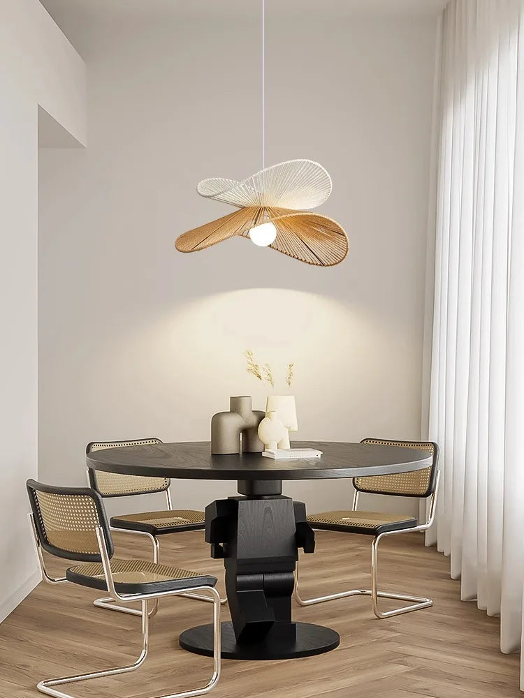 Nordique Wabi Sabi suspension LED lumières pour salon décoration de la maison en rotin chambre Lustre Loft lampe suspendue Lustre luminaire - vue 3 sur 7