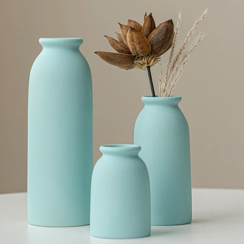 Ceramic Vase,Small Vases for Decor,Set 3 Modern Boho Vases for Flower Pampas,Fit for Living Room Desk Shelf Decor - vue 9 sur 10