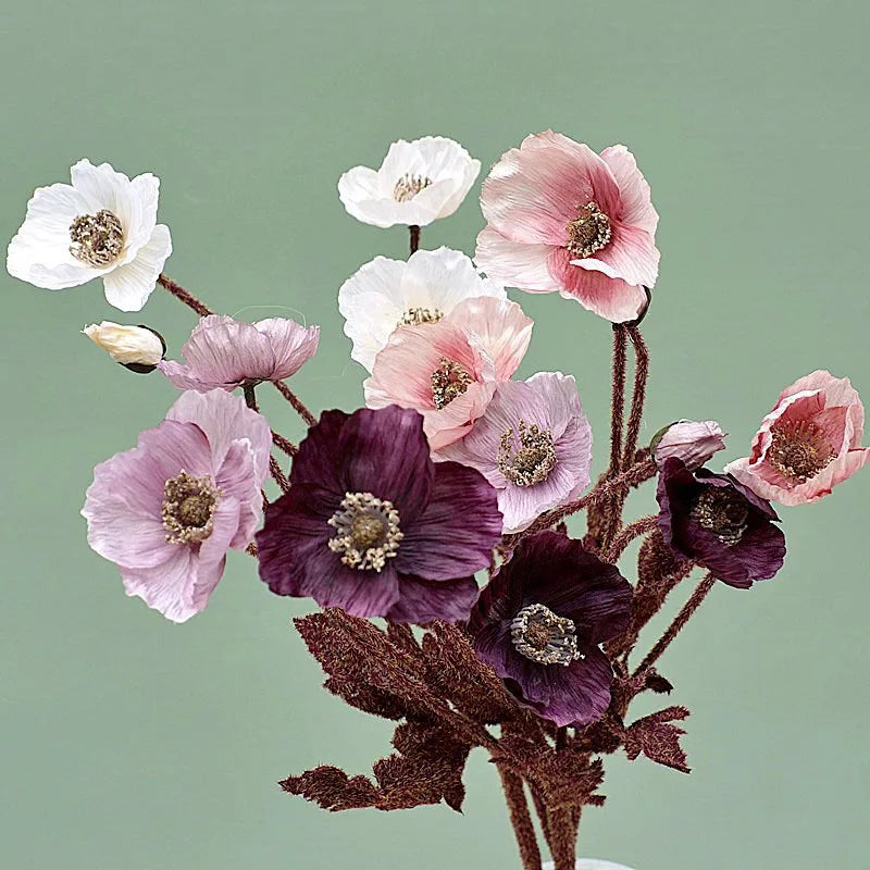 nouveau décor de jardin fleurs de pavot artificielles pour fête - vue 5 sur 26