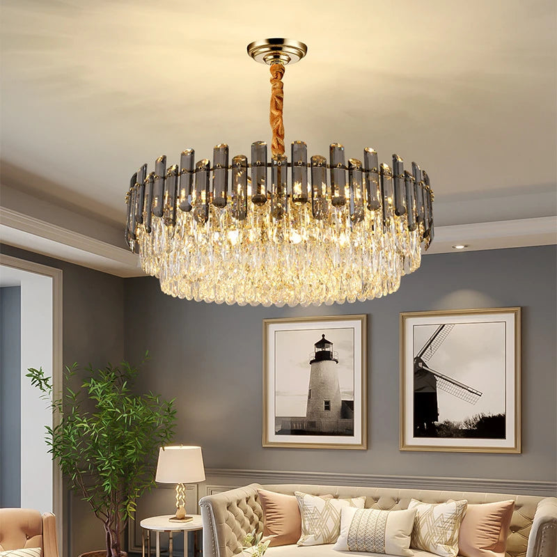lustre en cristal k9 luxe avec lampe led décoration intérieure élégante - vue 4 sur 5