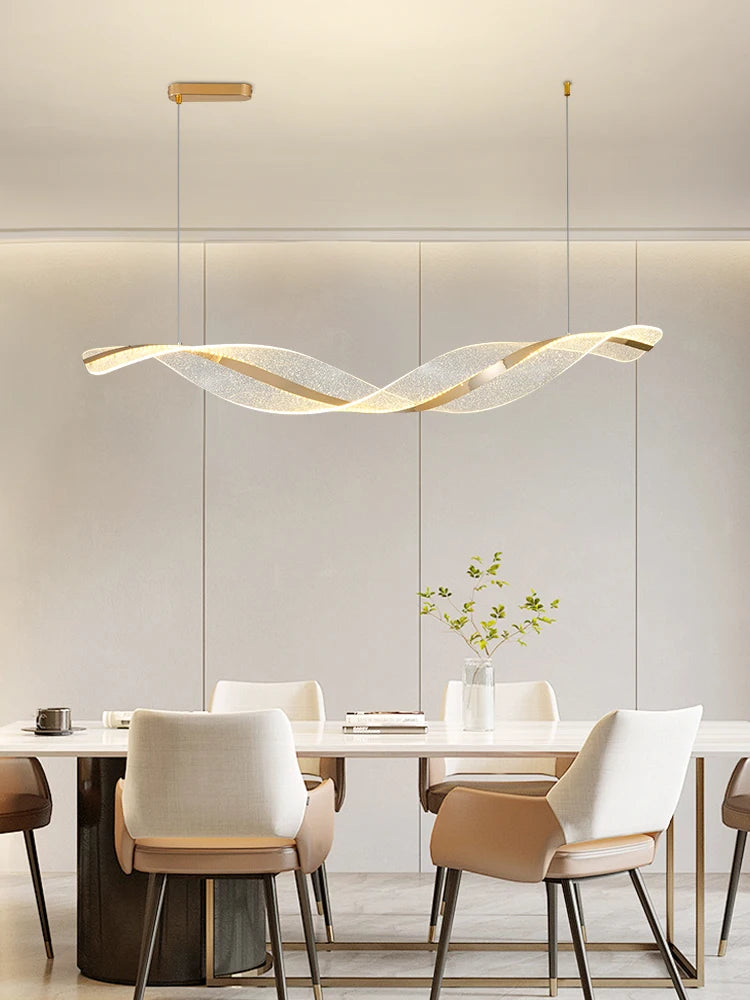 lustre nordique led moderne vague salon restaurant intérieur - vue 2 sur 8