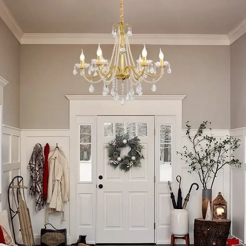 lustre en cristal luxe avec simulation de bougie led - vue 4 sur 7