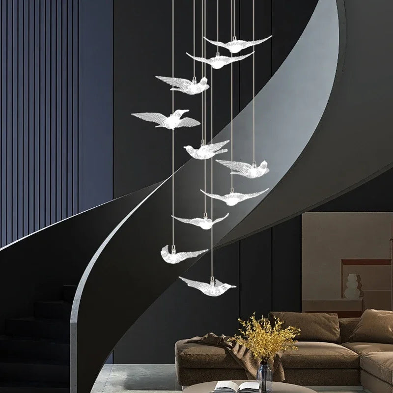 suspension LED décorative en forme d'oiseau idéale pour loft - vue 7 sur 18