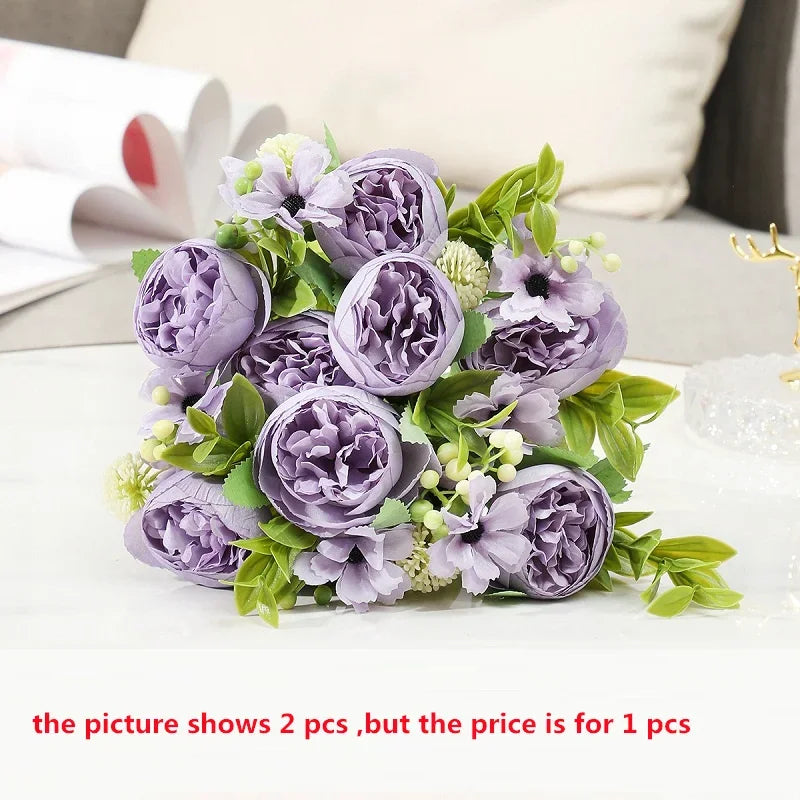 bouquet de pivoines artificielles pour mariage et décoration festive - vue 8 sur 12