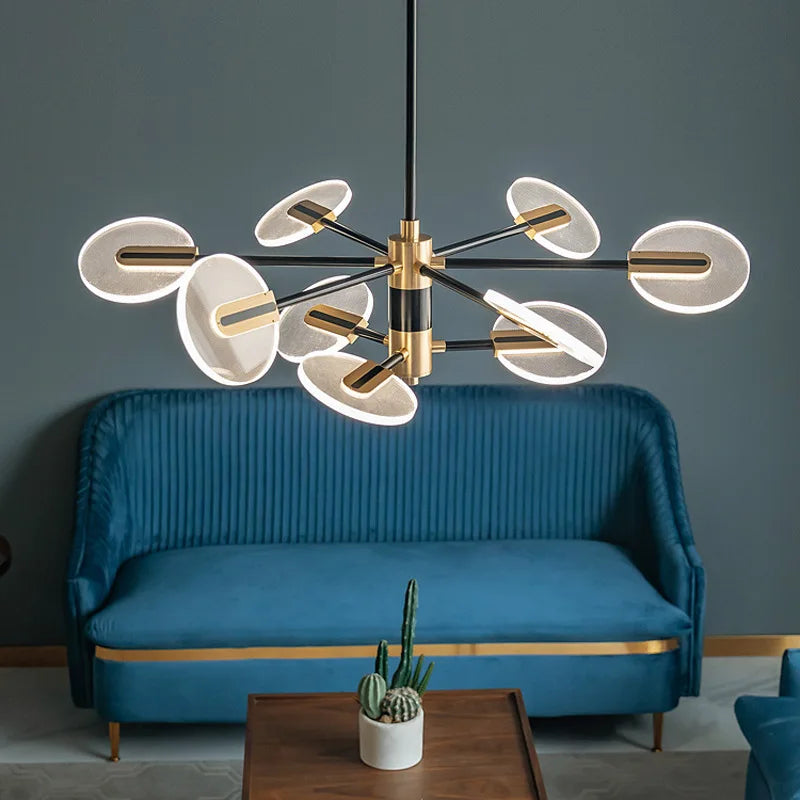 lustre nordique en fer avec led rotative créative - vue 4 sur 9