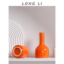 Modern Ceramic Vase with Minimalist Design, Dried Flower Vase, New Chinese Style Ceramic Vase, Luxury Home Decor Orange Ceramic