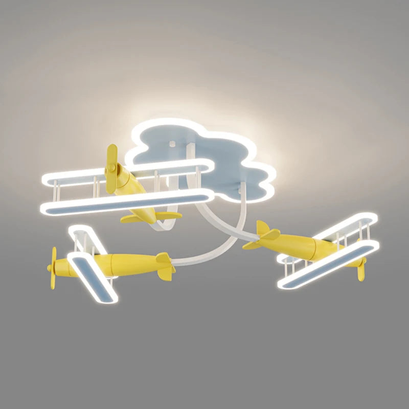 lustre d'avion dessin animé pour enfants avec télécommande - vue 5 sur 10