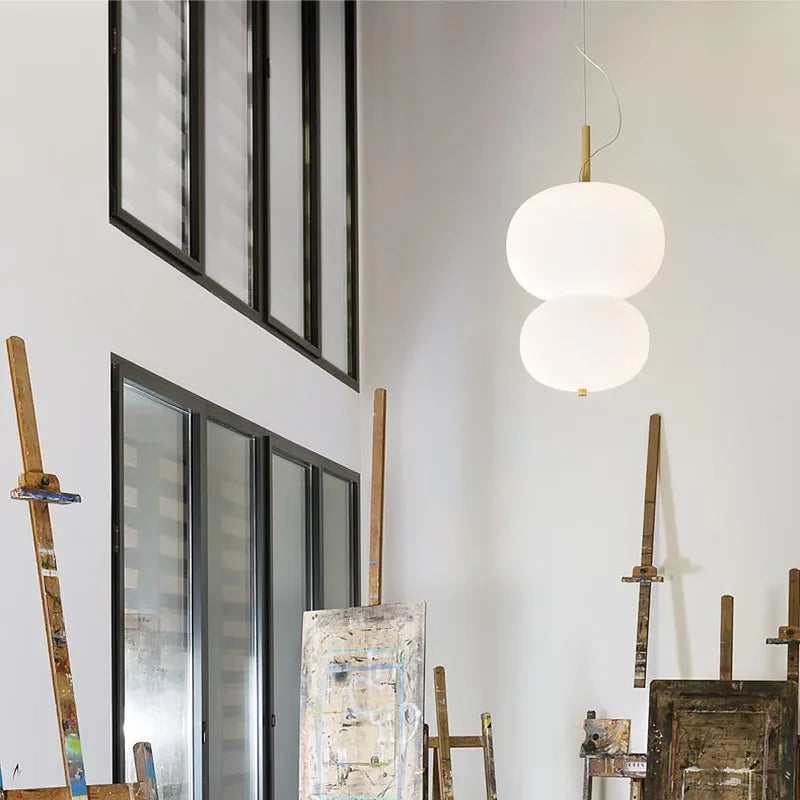 lustre nordique en verre avec suspension led pour décoration - vue 4 sur 12