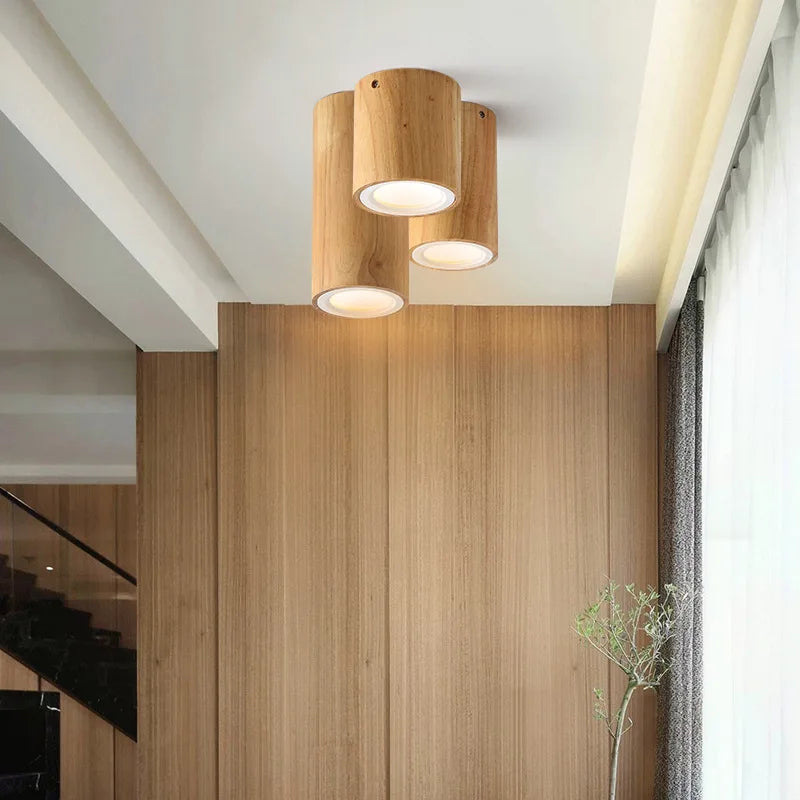 Lampe plafonnier moderne bois surface - vue 6 sur 12