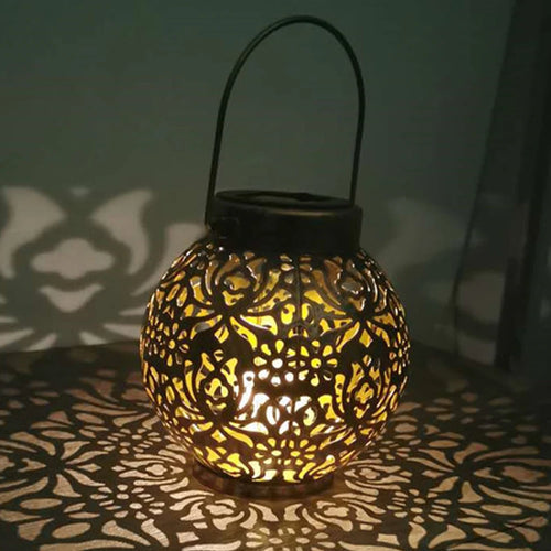 lampes solaires rondes en métal pour jardin décoratif