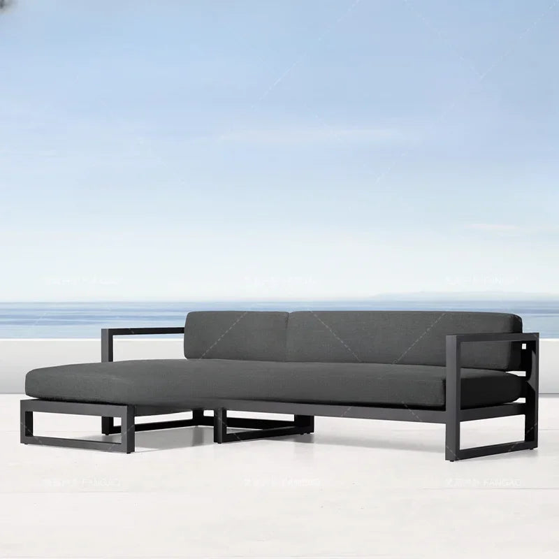 canapé extérieur nordique en acier inoxydable et aluminium - vue 6 sur 24