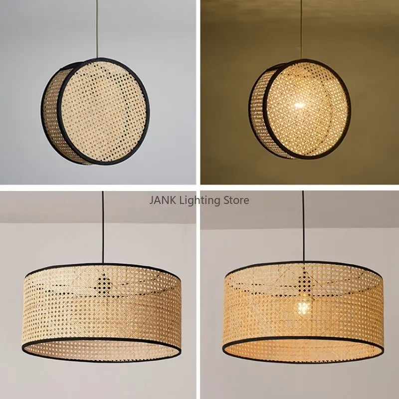 Lustre d'art Rural chinois noyau de bambou rotin LED chambre Restaurant étude lampe à Suspension luminaires décoratifs d'intérieur - vue 7 sur 15