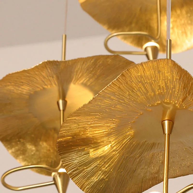lustre led art déco en cuivre avec fil réglable - vue 6 sur 10