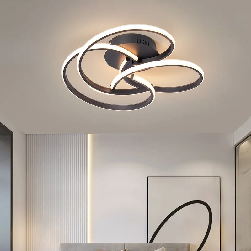 plafonnier moderne à LEDs lumières pour salon chambre étude salle éclairage intérieur Chrome/plaqué or - vue 7 sur 12