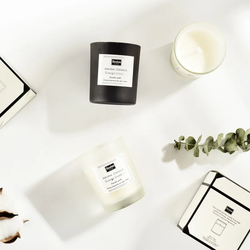 bougies parfumées en verre créatif cire de soja cadeau invité décoratif - vue 4 sur 12