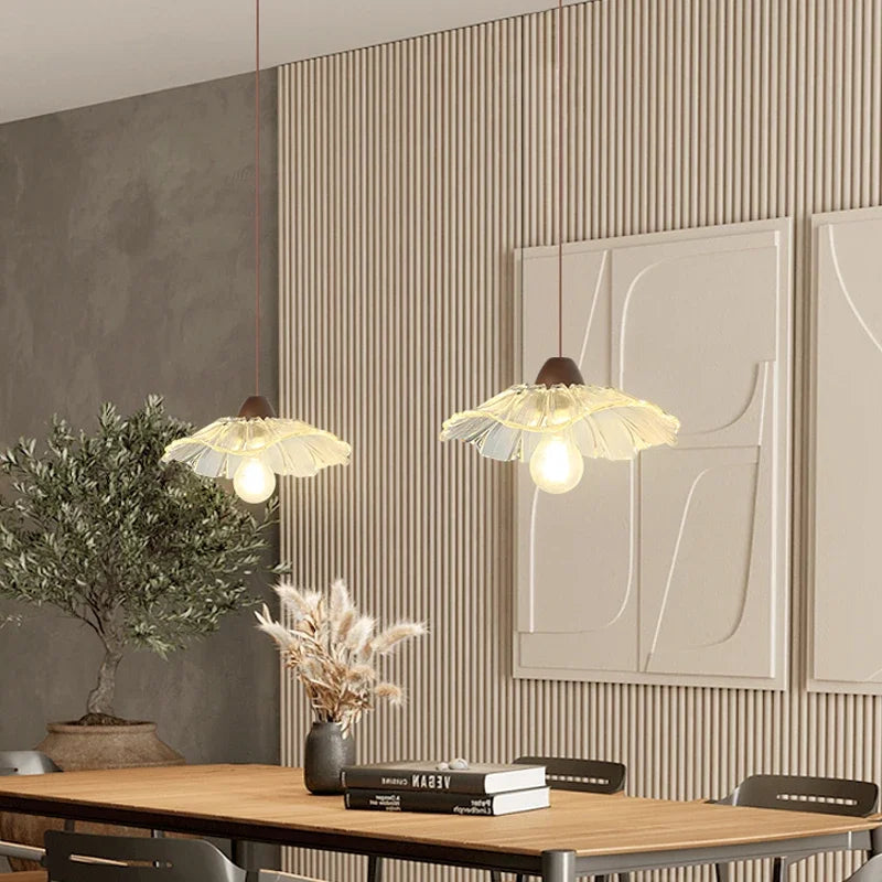 suspension nordique en verre et bois pour intérieur décoratif - vue 4 sur 12