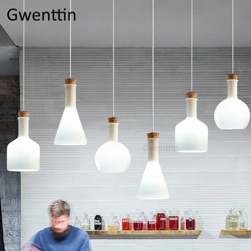 suspension moderne en verre à led pour décoration industrielle - vue 6 sur 12