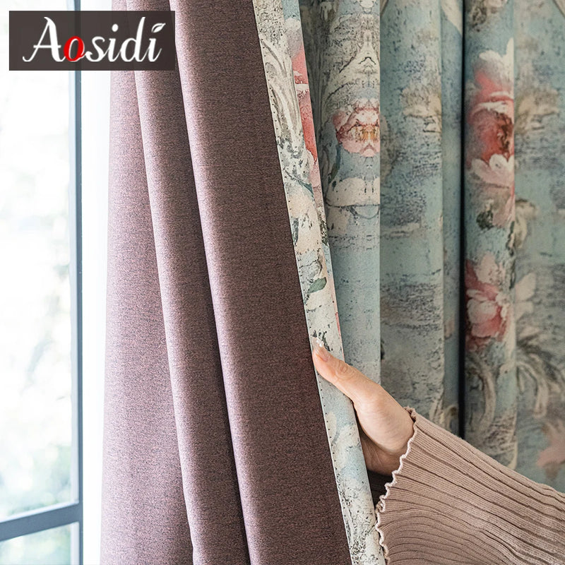 Rideau occultant moderne motif floral pour chambre salon