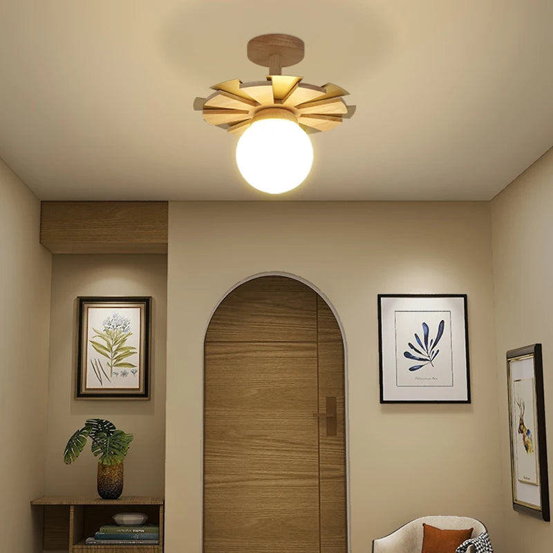 Applique murale suspendue en bois nordique avec bras oscillant applique murale LED pour chevet salon étude couloir abat-jour en verre blanc laiteux - vue 4 sur 7