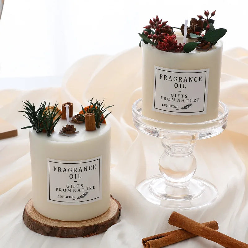 bougies parfumées romantiques en cire de soja avec fleurs séchées - vue 4 sur 10