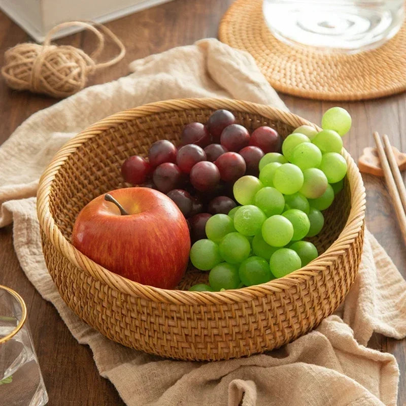 panier de rangement tissé en rotin pour cuisine et pique-nique - vue 6 sur 22