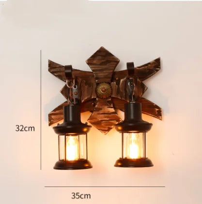Applique murale LED industrielle rétro en bois - vue 15 sur 21