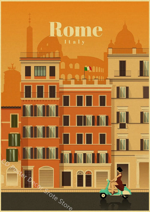 affiche vintage des villes du monde art mural décoratif