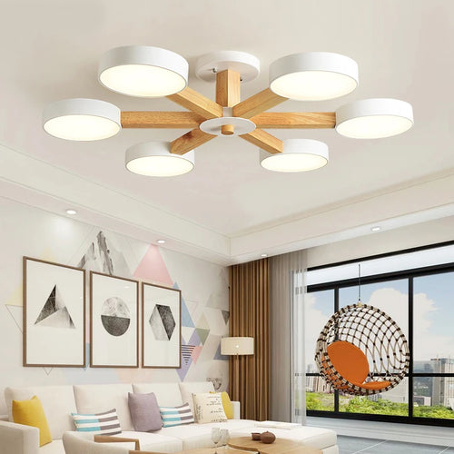 Plafonnier Led en bois au design moderne - vue 3 sur 15