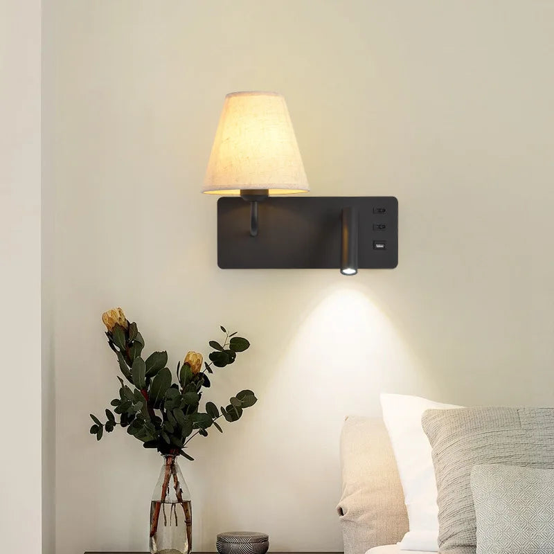 applique murale de lecture à led pour enfants avec interrupteur usb