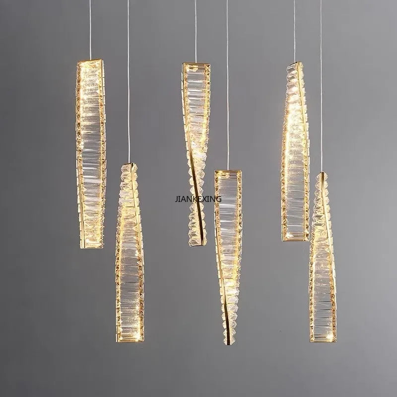 Creative and Personalized Long Crystal Light,Walkway Bedroom TV Background Wall Lamp Luxury  Simple LED Suspension Lamps - vue 5 sur 12