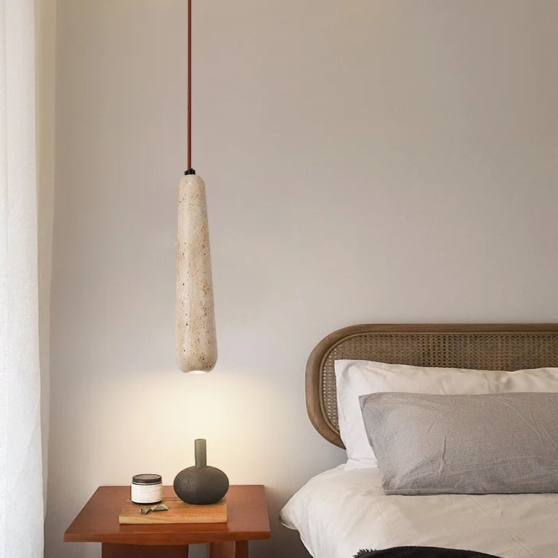 lustre suspendu led rétro avec pierre naturelle vintage - vue 4 sur 6