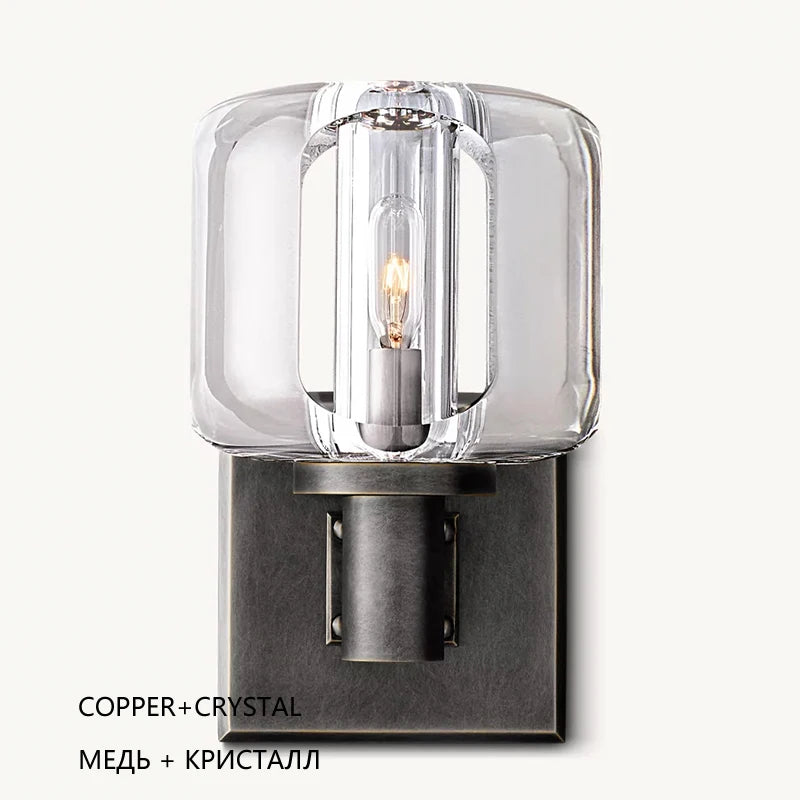 rh demaret applique cuivre cristal éclairage foyer toilettes lampes - vue 5 sur 8