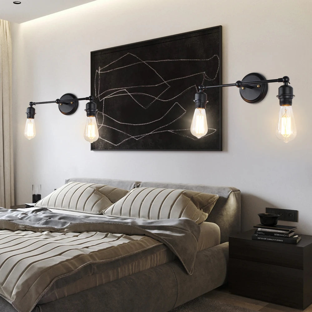 applique murale vintage noir led 2 têtes - vue 4 sur 7