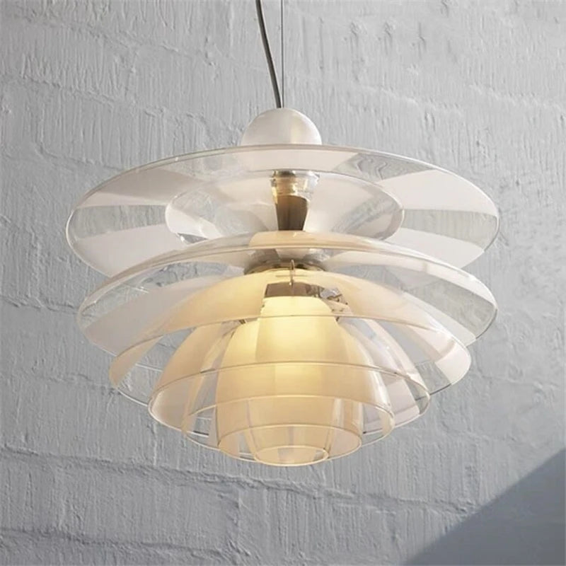 lustre en acrylique/verre moderne led en forme de pomme de pin - vue 7 sur 8