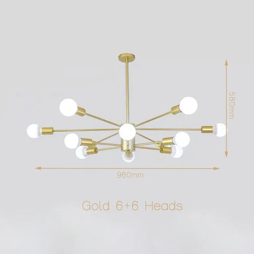 Moderne Simple suspension LED lumière fer lustre chambre salon salle à manger éclairage à la maison noir/or E27 220V plafonnier - vue 11 sur 20