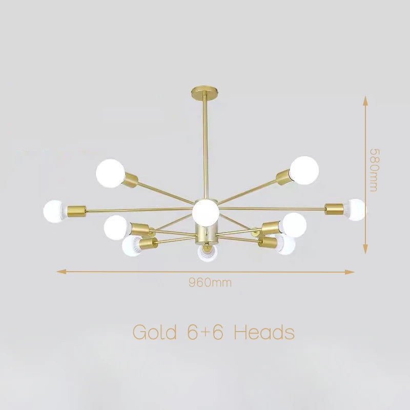 Moderne Simple suspension LED lumière fer lustre chambre salon salle à manger éclairage à la maison noir/or E27 220V plafonnier - vue 10 sur 20