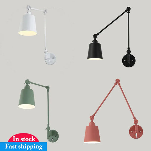 Applique murale télescopiques nordiques plafonnier pliant bras Long réglable salon salle à manger chambre étude éclairage intérieur rotatif