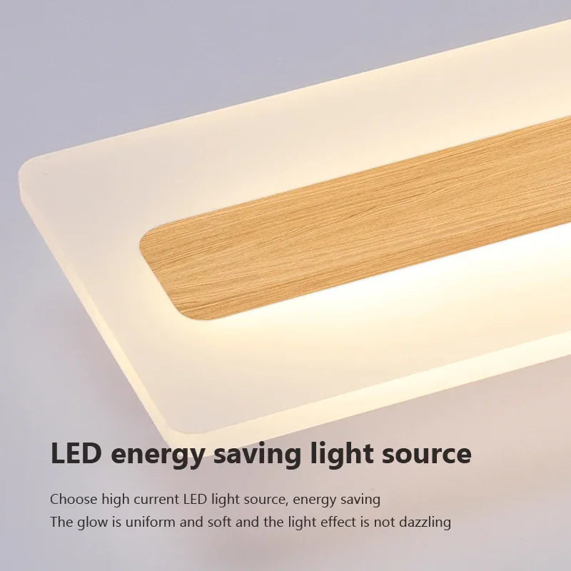 plafonnier led design nordique grain de bois moderne décoratif - vue 5 sur 16