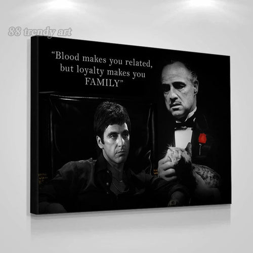 Black and White Movie Scarface and Godfather Canvas Painting Tony Montana , Don Vito Corleone Quotes Posters Pictures Home Decor - vue 2 sur 8