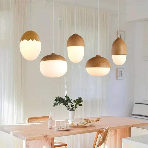Suspension de lustre en grain de bois de style moderne nordique pour salon salle de réunion chambre luminaires intérieurs lampes suspendues - vue 3 sur 15