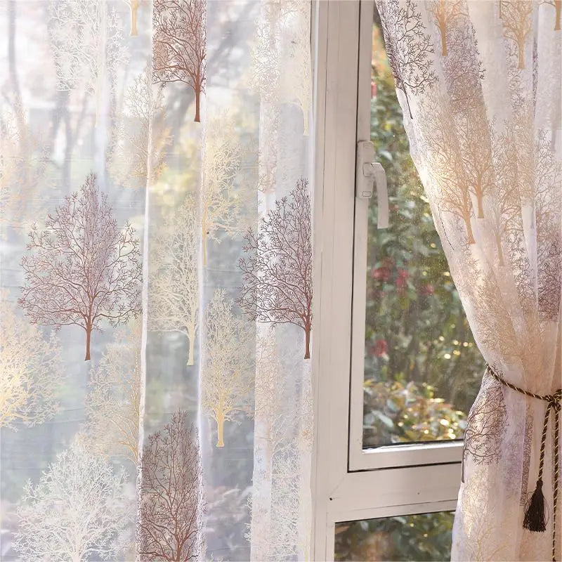 Voilage à motifs feuilles moderne pour salon chambre - vue 3 sur 7