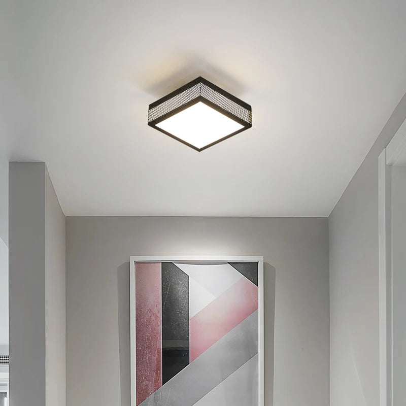 Minimalist nordic square LED ceiling light decorative indoor fixture - vue 5 sur 18