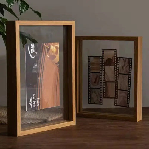 Classic Solid Wood Double-Sided Transparent Acrylic Photo Frame, Framing Photos, Specimens, Certificates, Paintings, Posters - vue 6 sur 9