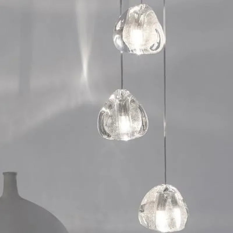 Suspension en cristal Duplex rotatif escalier Long lustre salon salle à manger lampe à main Villa Loft appartement lumière vide - vue 5 sur 6