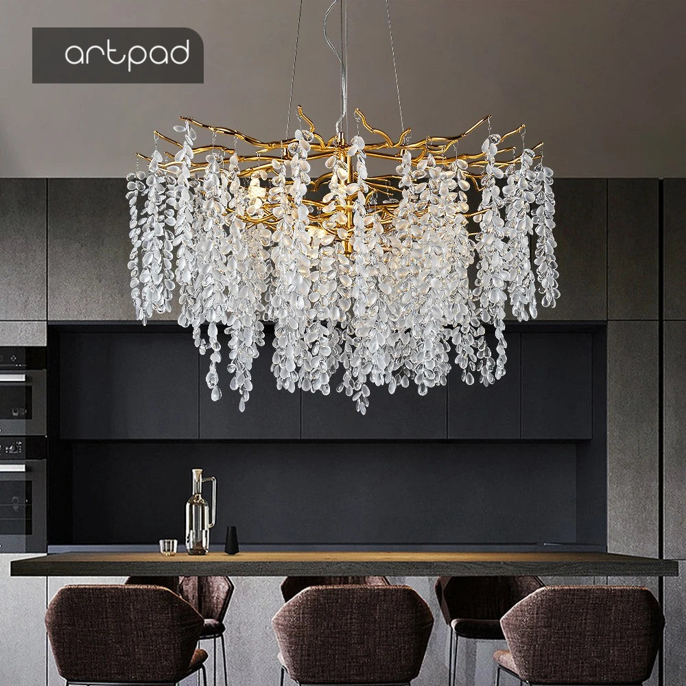 lustre à led en cristaux design moderne pour décoration intérieure - vue 2 sur 22