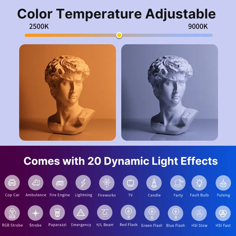 Ulanzi VL119 lampe de poche colorée RGB 19.68 pouces baguette de lumière LED portable CRI 95 + 2500 K-9000 K lampe de Studio de photographie - vue 3 sur 7