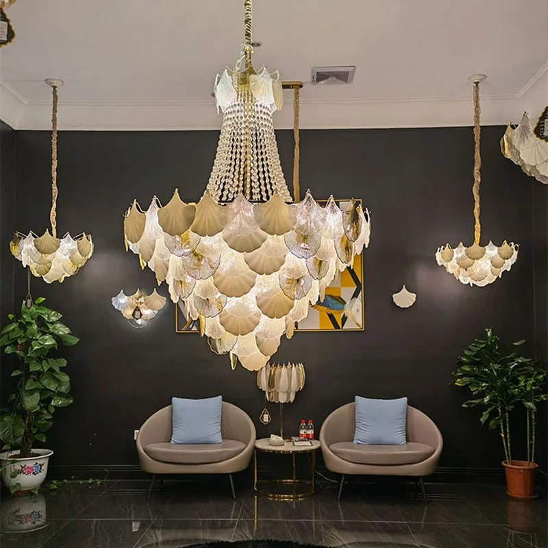 lustre suspendu à led design ginkgo réglable pour intérieur moderne - vue 6 sur 14