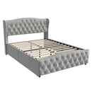160 x 200 cm Modern Double Bed, Bed with Storage Space and Backrest, with Slatted Frame, Load-Bearing 250 kg, without Mattress